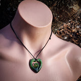 Natural Jade Koru Heart Pendant Necklace (N1124)