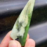 NZ Greenstone Pounamu Tooth Pendant Necklace (N374)