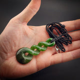Natural Jade Pikorua Triple Twist Pendant Necklace (N2202)