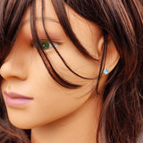 6mm Blue CZ & Solid 925 Sterling Silver Round Stud Earrings
