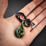 Natural Jade Koru Twist Pendant Necklace (N2227)