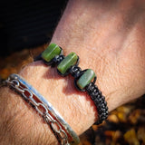 NZ Greenstone Pounamu One Off Macrame Bracelet (1A3-842)
