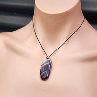 Natural Amethyst Oval Pendant Necklace (1BBB286)