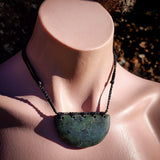 NZ Greenstone Pounamu Plate Pendant Necklace (N1018)
