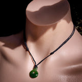 Nephrite Jade / Greenstone Small Twist Pendant Necklace (N502)
