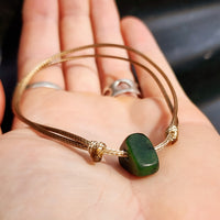 NZ Greenstone Pounamu One Off Macrame Anklet (1A3-773)