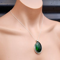 Solid Sterling Silver & Green Labradorite Handmade Necklace