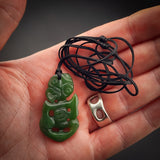 Natural Jade Hei Tiki Pendant Necklace (N2142)