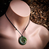 Natural Nephrite Jade Koru Pendant Necklace (N1062)
