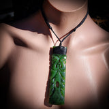 XL NZ Greenstone / Pounamu Manaia Toki Pendant Necklace (N719)