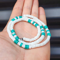 Natural White Shell & Turquoise Stone Surfer Choker Necklace