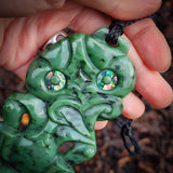 XL Tiki NZ Greenstone Pounamu Pendant Necklace (N932)