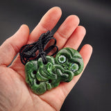 Natural Jade Hei Tiki Pendant Necklace (N2186)