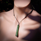 Nephrite Jade / Greenstone Cylinder Toki Pendant Necklace (P5B2)
