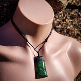 NZ Greenstone Pounamu Etched Toki Pendant Necklace (N1095)