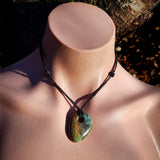 NZ Obay Stone / Rainbow Polychrome Schist Pendant Necklace (N1023)