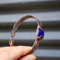Handmade Copper & Natural Lapis Lazuli Wrap Cuff Bracelet