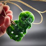 Natural Jade Hei Tiki Pendant Necklace (N2154)