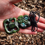 Natural Jade Hei Tiki Pendant Necklace (N1148)