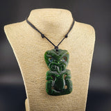 Natural Jade XL Hei Tiki Pendant Necklace (N2295)
