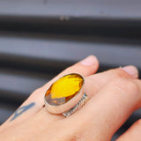 Solid 925 Sterling Silver & Natural Honey Topaz Textured Handmade Ring