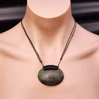 NZ Greenstone Pounamu Oval Plate Pendant Necklace