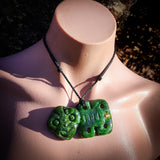 Natural Nephrite Jade Tiki Pendant Necklace (N964)