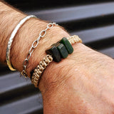 Nephrite Jade / Greenstone One Off Macrame Bracelet (1A3-806)