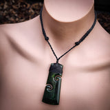 NZ Greenstone Pounamu Double Koru Toki Pendant Necklace (N939)
