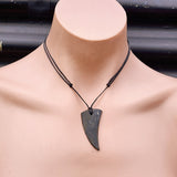 NZ Greenstone Pounamu Tooth Pendant Necklace (N431)