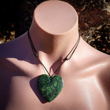 NZ Greenstone Pounamu Heart Pendant Necklace (N1038)