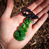 Natural Jade Triple Pikorua Twist Pendant Necklace (N1200)