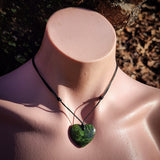 NZ Greenstone Pounamu Heart Pendant Necklace (N966)