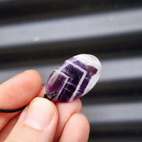 Natural Amethyst Oval Pendant Necklace (1BBB290)