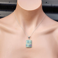 Solid Sterling Silver & Natural Ruby Fuchsite Kyanite Necklace