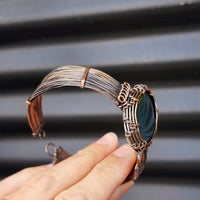 Handmade Copper & Natural Labradorite Wrap Cuff Bracelet