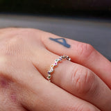 (Q) Solid 925 Sterling Silver & Mixed CZ Eternity Ring