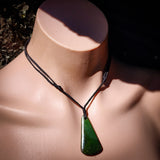 Nephrite Jade / Greenstone Fan Toki Pendant Necklace P5B1