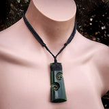 Natural Jade Double Koru Toki Pendant Necklace (N1104)