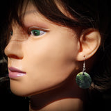 NZ Greenstone Pounamu Hanging Hook Earrings (N630)