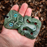 Natural Jade XL Tiki Pendant Necklace (N1101)