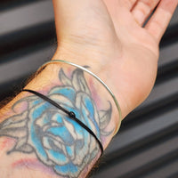 Solid Sterling Silver & Natural Larimar Handmade Bangle Bracelet