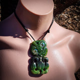 Natural Jade Hei Tiki Pendant Necklace (N1190)