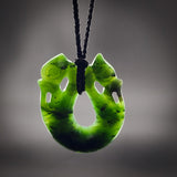 Natural Jade Double Manaia Pendant Necklace (N2182)