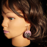 Natural Rhodonite Round Hook Earrings (E107)