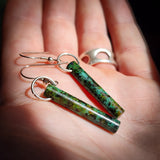 925 Sterling Silver & Natural Turquoise Cylinder Hook Earrings