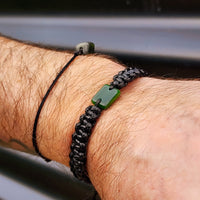 Natural Greenstone One Off Macrame Bracelet (1A3-754)