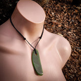 NZ Greenstone Pounamu Freeform Pendant Necklace (N1053)