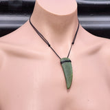 NZ Greenstone Pounamu Tooth Pendant Necklace (N442)