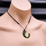 NZ Greenstone Pounamu Hook Pendant Necklace (N435)